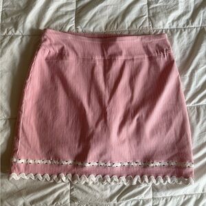 Crown & Ivy Pink and White Striped Mini Skirt